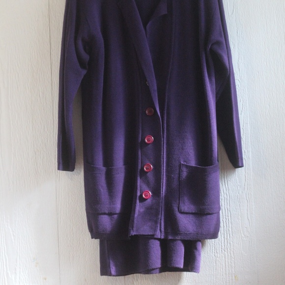 DEEP PURPLE KARIN STEVENS DRESS AND SWEATER COAT - Picture 3 of 6
